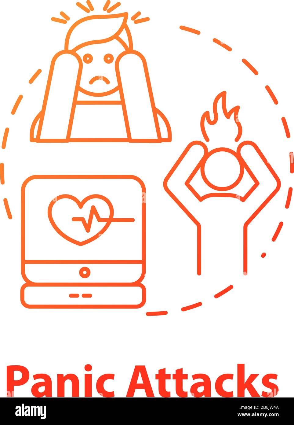 Panic attacks concept icon. Feeling of fear, phobia. Stress symptoms