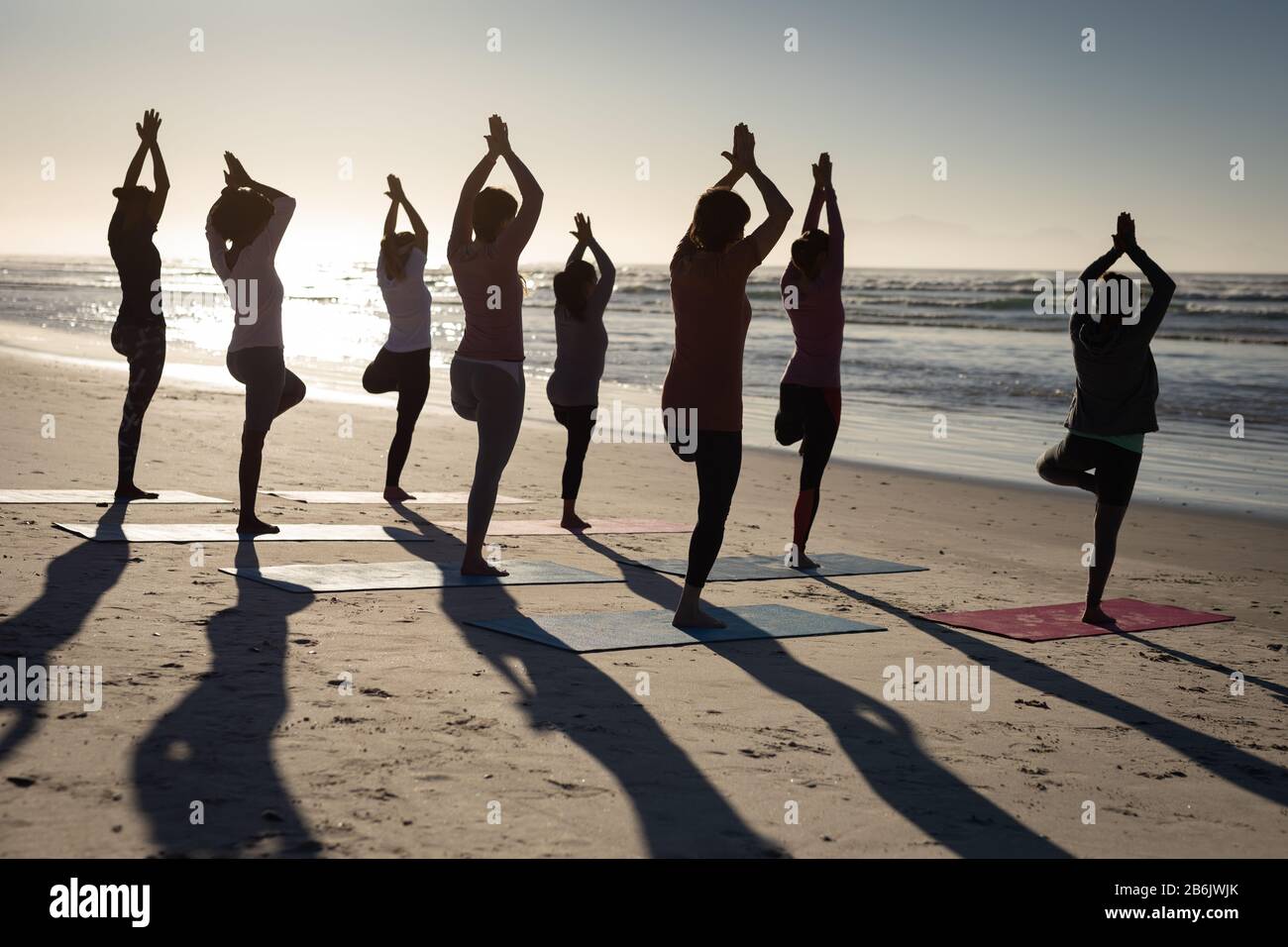 Senior woman yoga rear view hi-res stock photography and images - Alamy