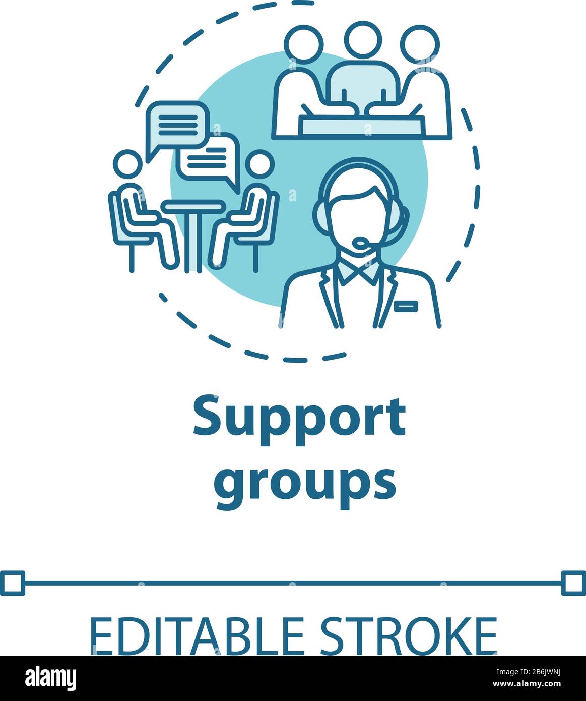 Support groups concept icon. Mutual help team. Psychological assistance