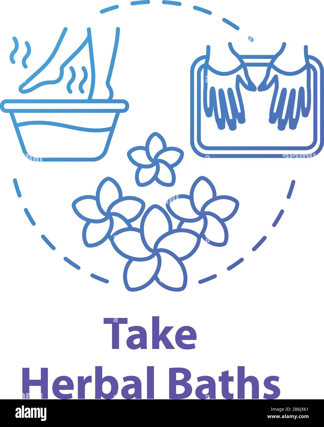 Take herbal baths, manicure and pedicure concept icon. Spa procedures
