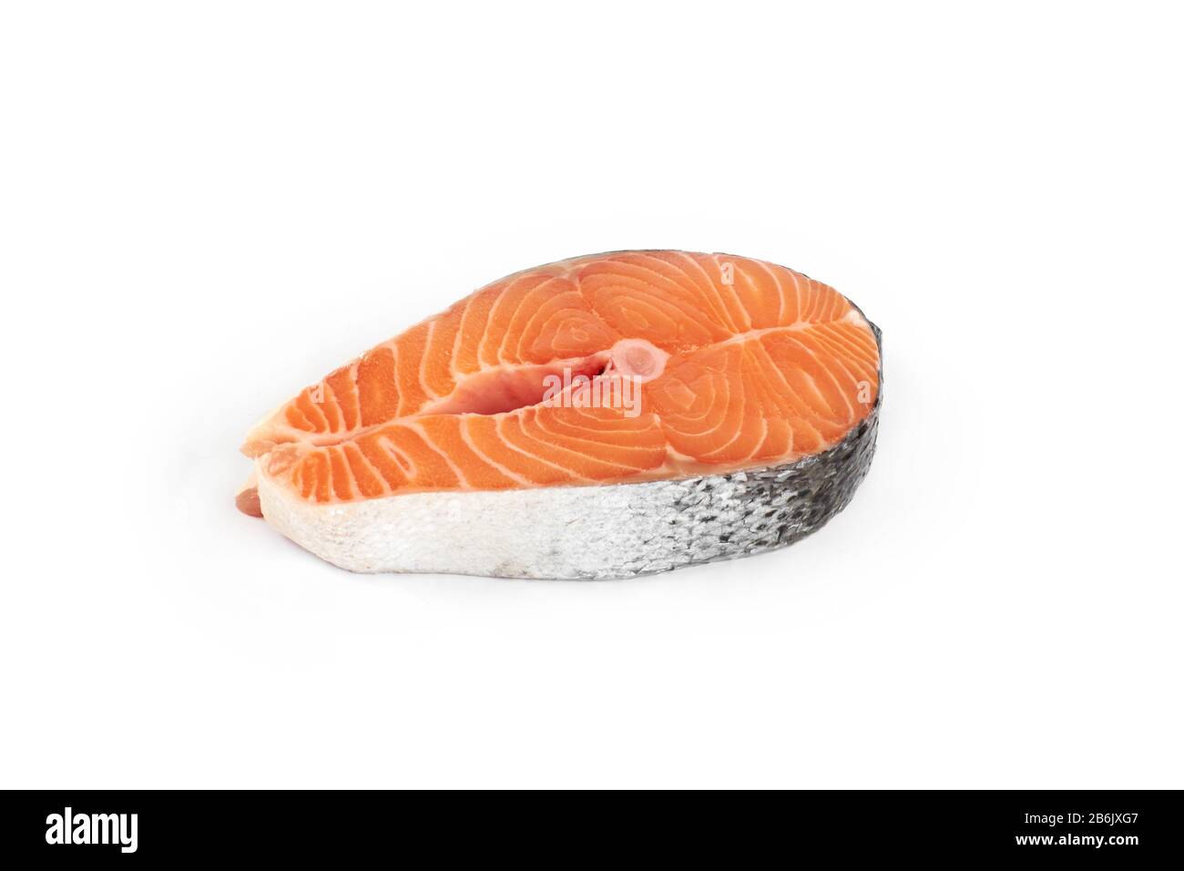 steak of a red fish salmon isolated on white background Stock Photo - Alamy