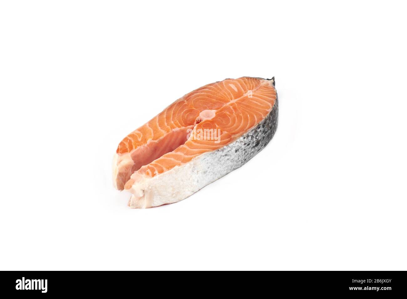 steak of a red fish salmon isolated on white background Stock Photo - Alamy