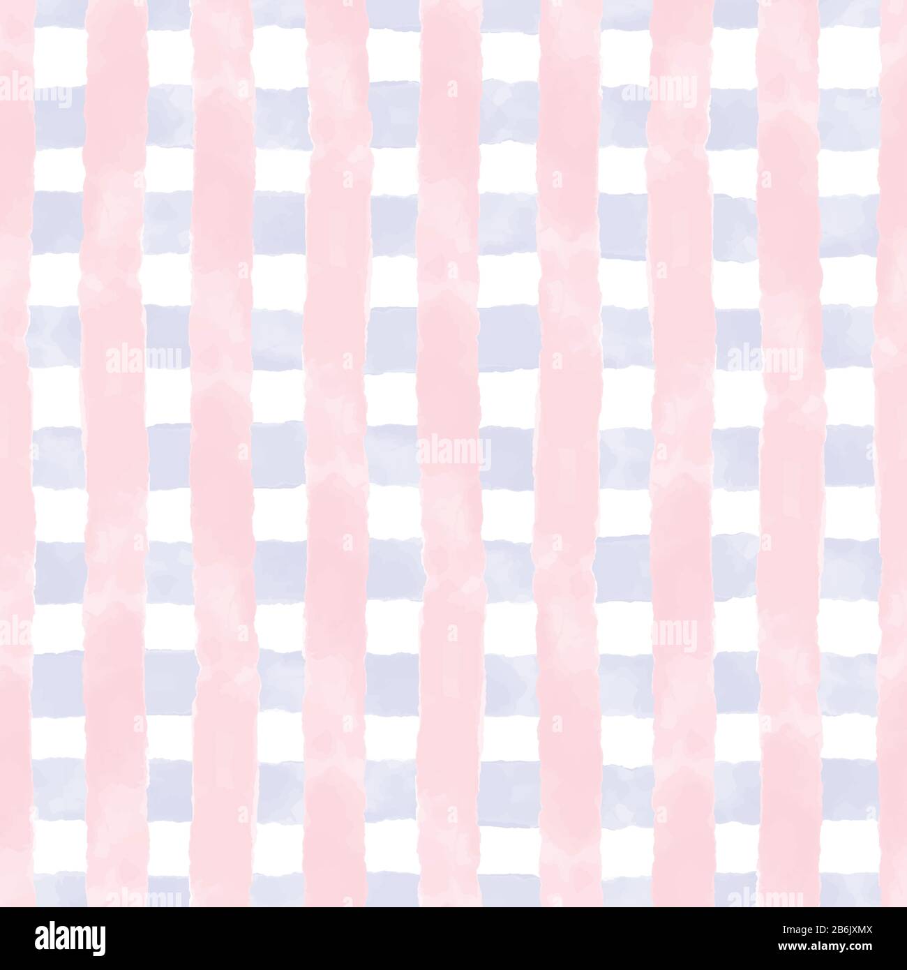 Vector watercolor grid blue and pink stripes seamless. Repeating hand ...