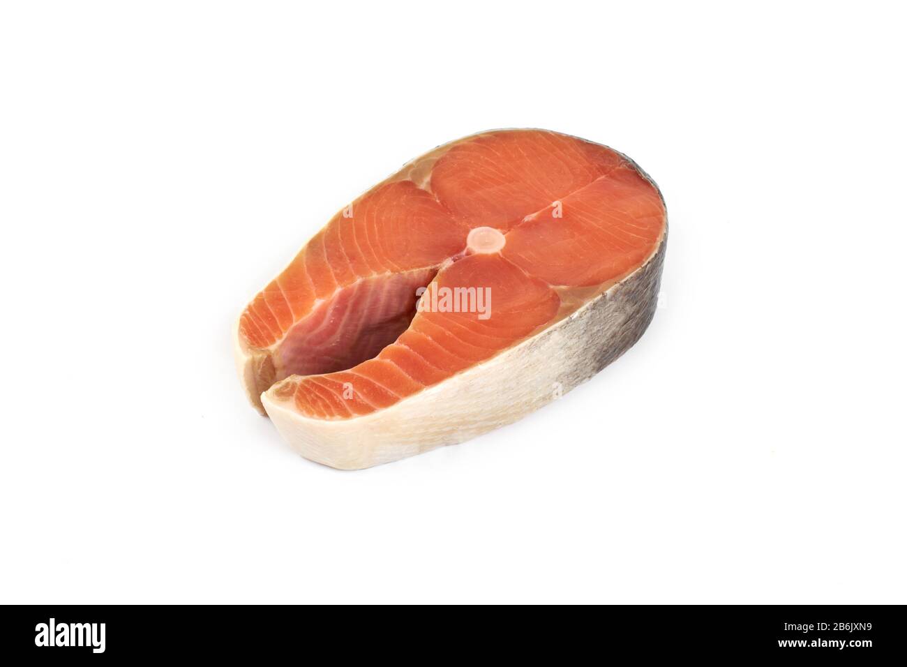 steak of a red fish salmon isolated on white background Stock Photo - Alamy