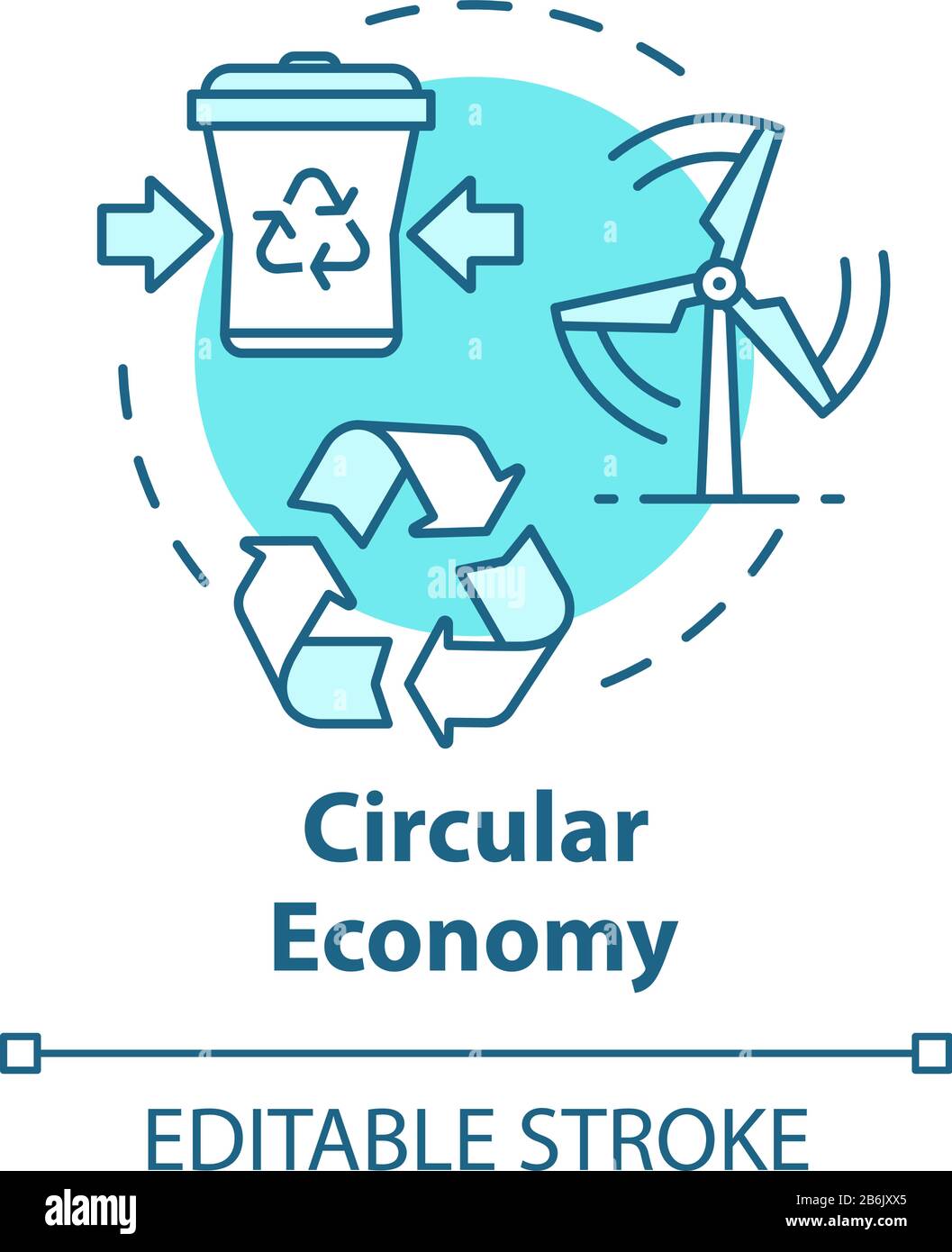 Circular economy concept icon. Infinite industrial loop. Sustainability and recycling. Market development idea thin line illustration. Vector isolated Stock Vector