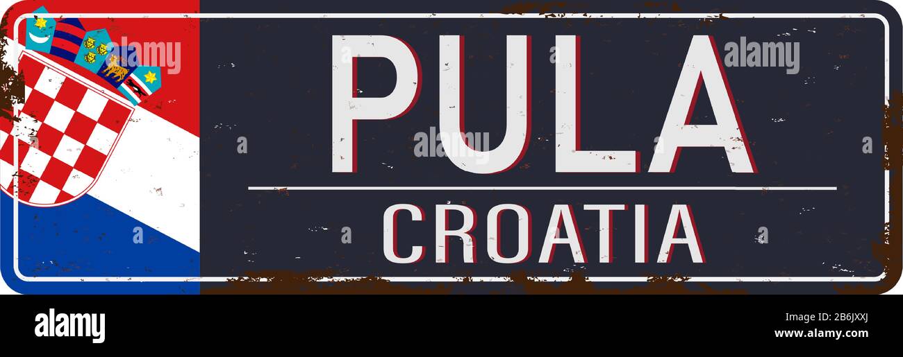 Pula, Croatia, road sign vector illustration, road table Stock Vector