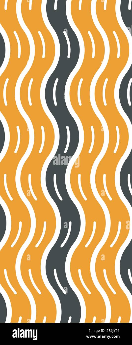 Tire tread black and yellow RGB color icon. Detailed automobile, motorcycle wave-shaped tyre marks. Car wheel trace with thin grooves. Vehicle tire Stock Vector