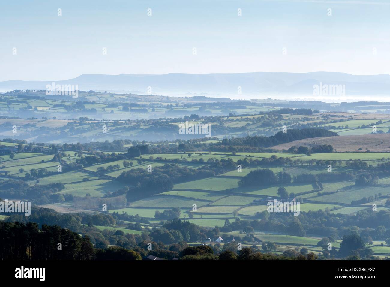 Brecon Beacons National Park Brecon Powys Wales on a misty morning Stock Photo