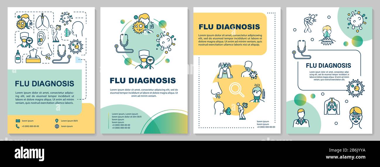 Flu diagnosis brochure template. Doctor visit. Patient treatment. Flyer ...
