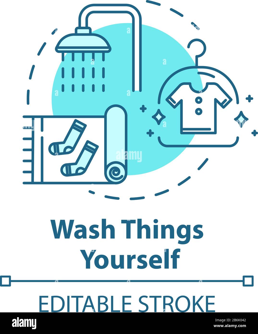 Wash things yourself concept icon. Self laundry, cleaning own clothing ...