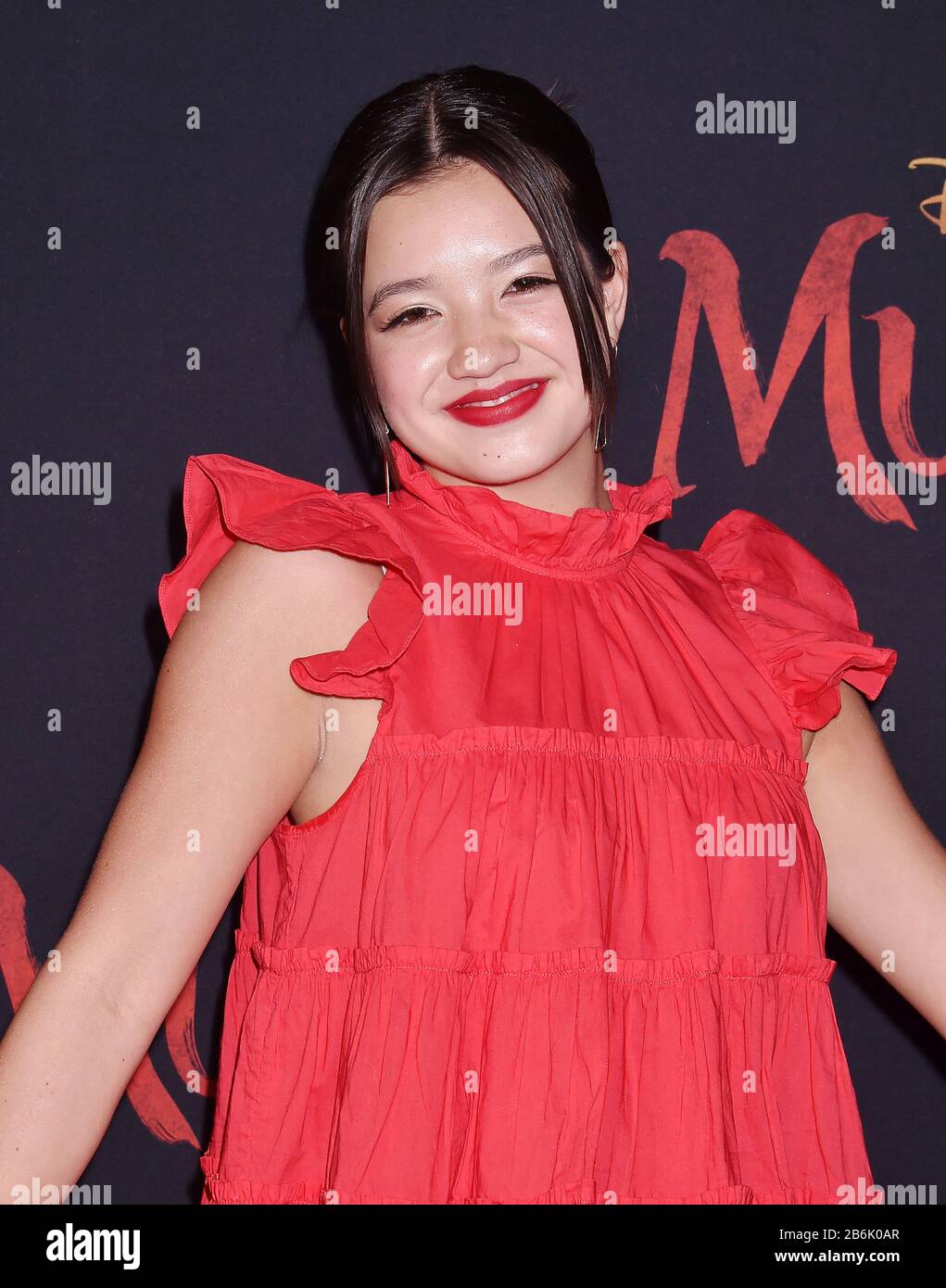 HOLLYWOOD, CA - MARCH 09: Peyton Elizabeth Lee attends the premiere of Disney's 'Mulan' at the El Capitan Theatre on March 09, 2020 in Hollywood, California. Stock Photo