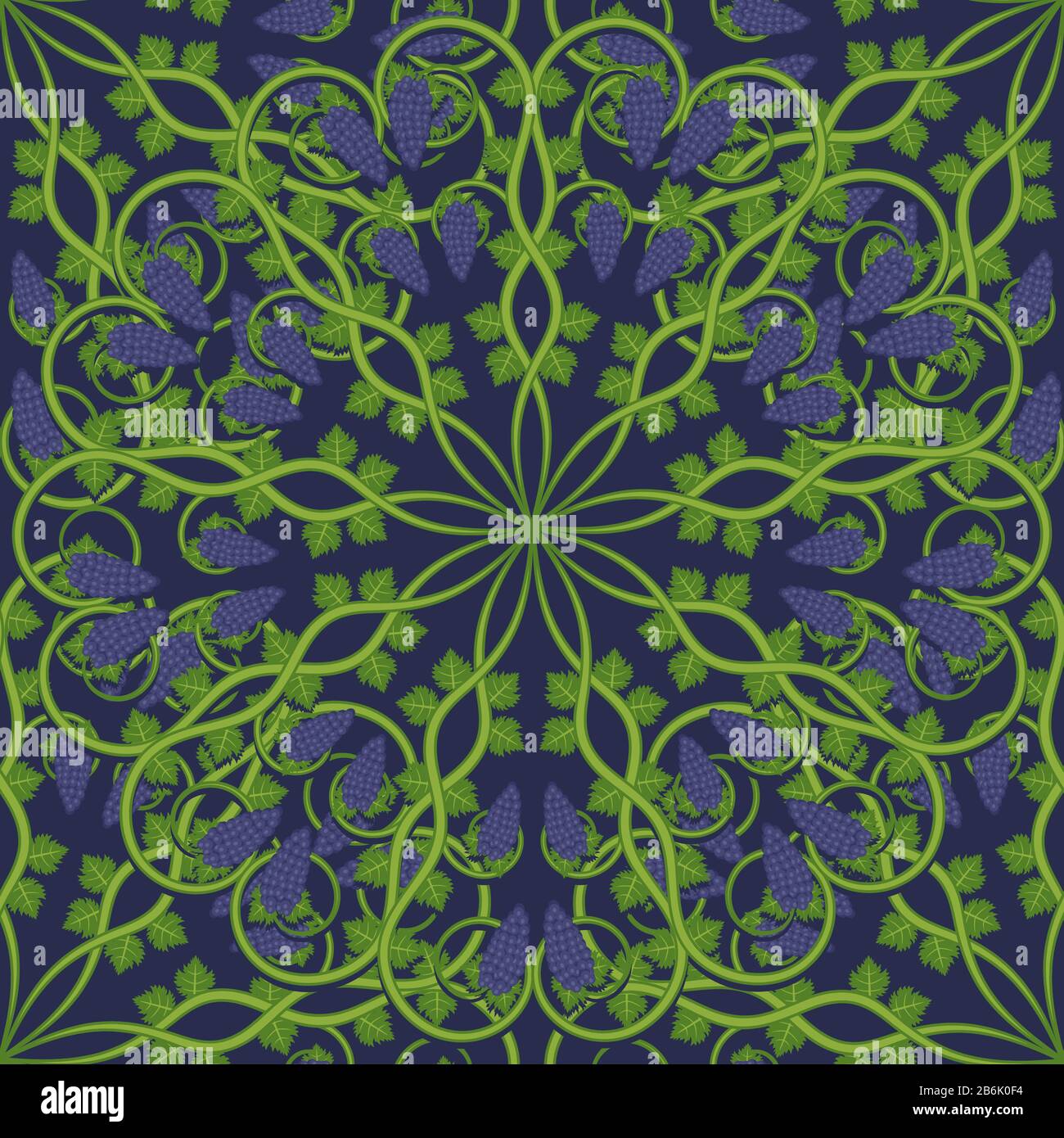 Vine leaves on a dark blue background. Vector image Stock Vector