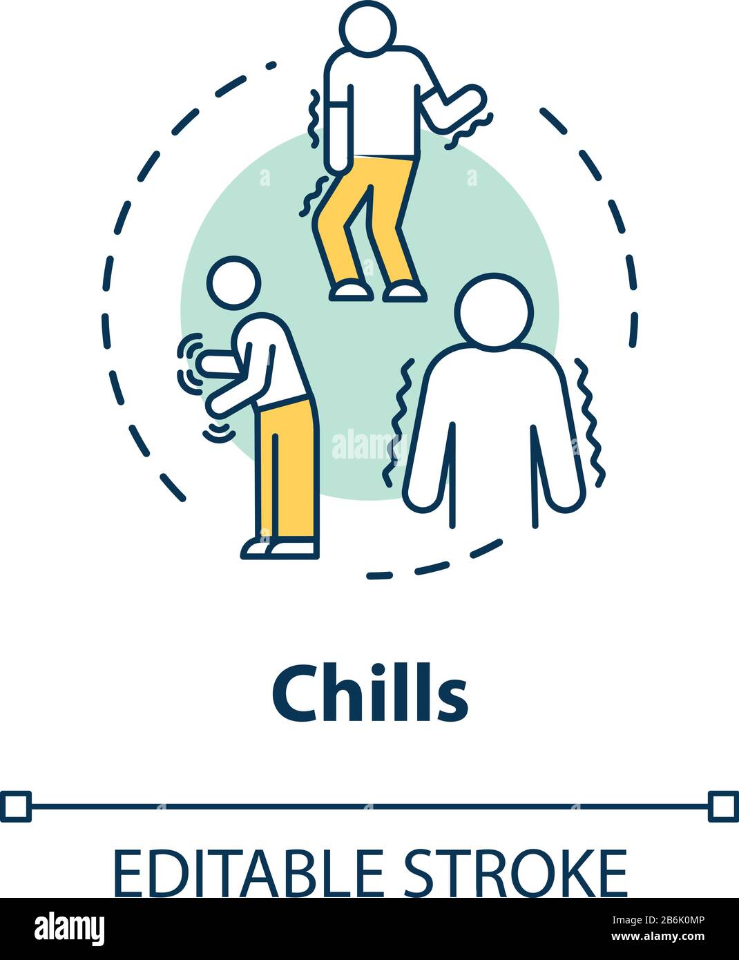 Chills concept icon. Influenza infection. Flu symptom. Tremor and tremble. Body ache. Unwell