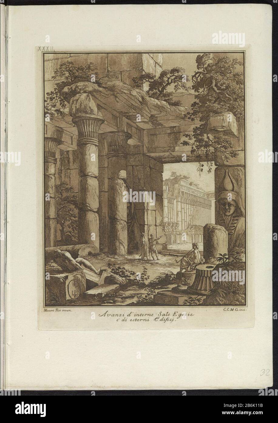 Door vegetatie overwoekerde Egyptische Architecture Collection hilarious original Mauro theses (serietitel) Print is part of a album. Manufacturer : printmaker Cesare Massimiliano Gini (indicated on object) to drawing of: Mauro Antonio Tesi (indicated on object) publisher: Lodovico InigPlaats manufacture: Bologna Date: 1787 Physical characteristics: etching and aqua tint in brown material: paper Technique: etching / aqua hue / color measurements: plate edge: h 267mm b × 180 mmblad: h 414 mm × W 289 mm Subject: Egyptian hieroglyphsruin of a building architecture  Stock Photo