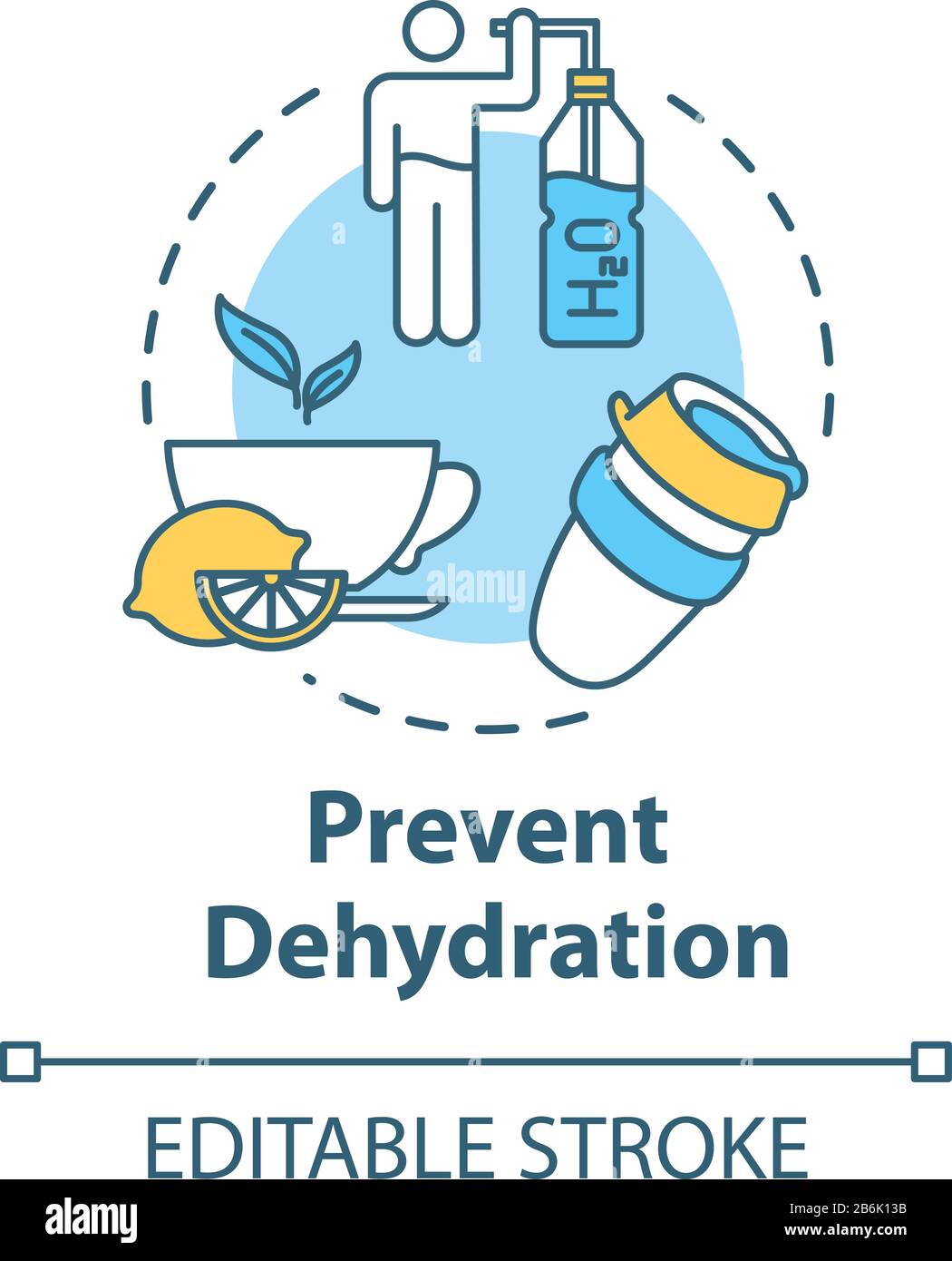 Prevent dehydration concept icon. Natural treatment for flu. Moisturizing and skincare. Stay hydrated idea thin line illustration. Vector isolated Stock Vector