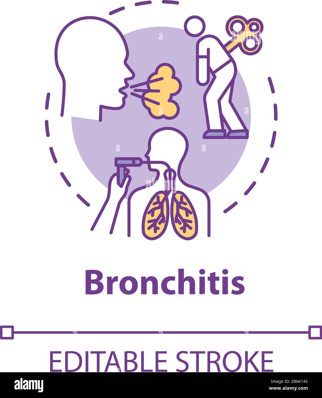Bronchitis concept icon. Lung disease treatment. Chest pain. Doctor