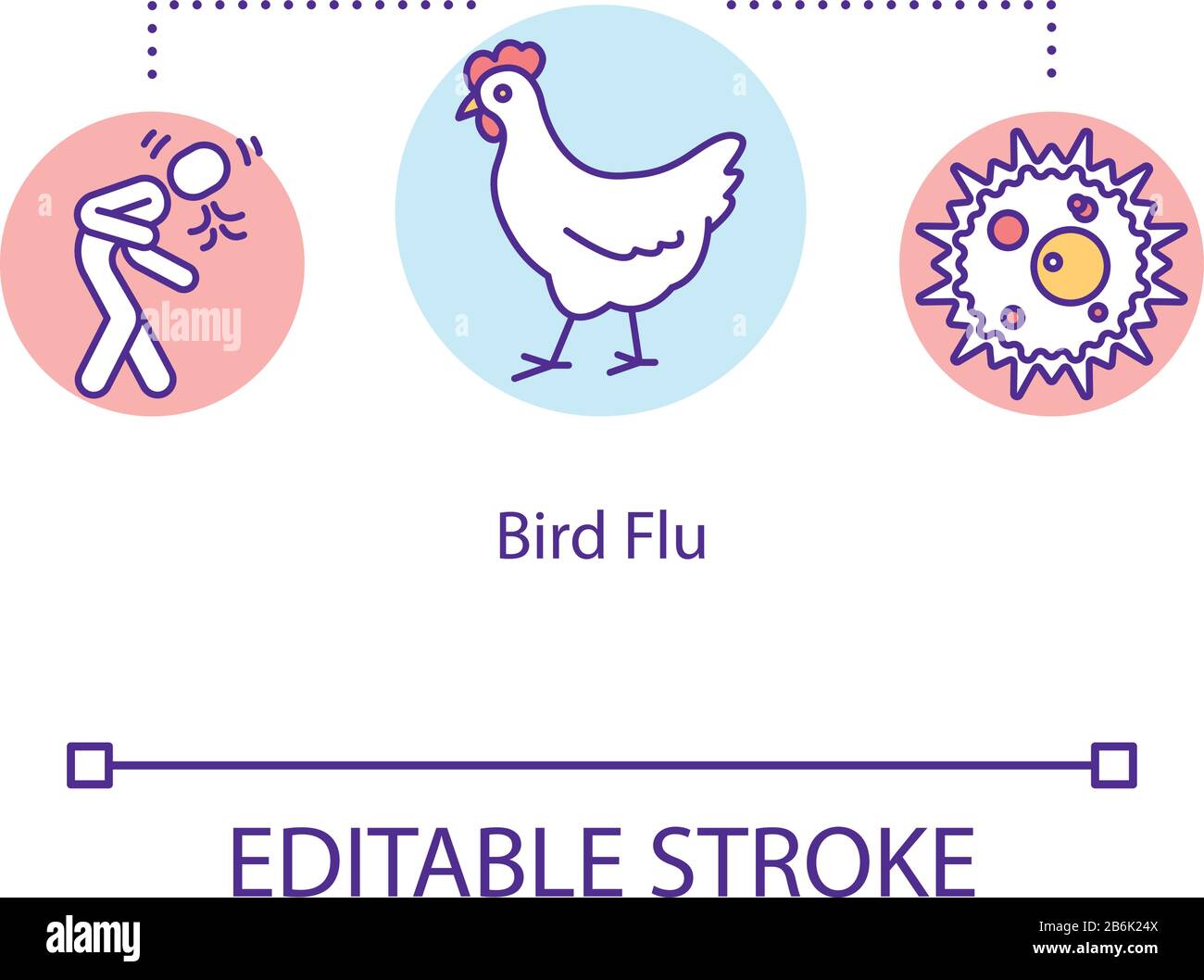 Bird flu concept icon. Avian influenza. Sickness symptoms. Disease from