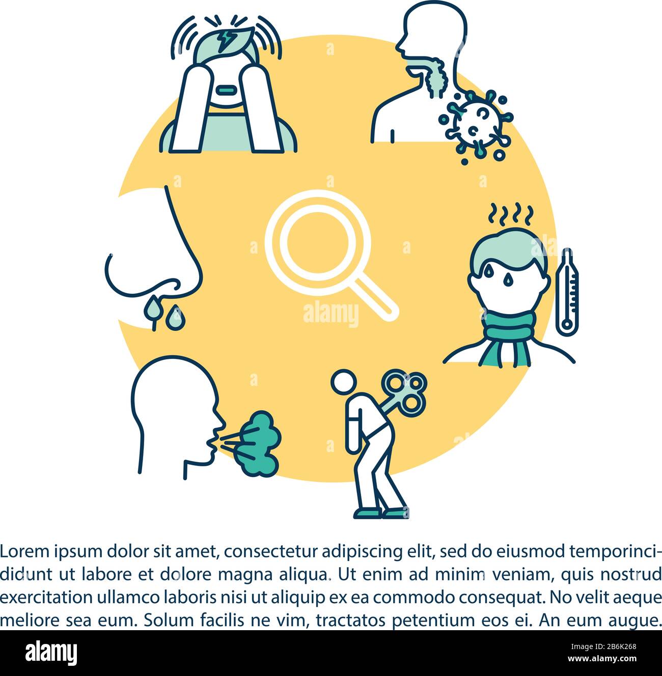 Influenza Symptoms Diagnosis Concept Icon With Text Nasal Sickness 