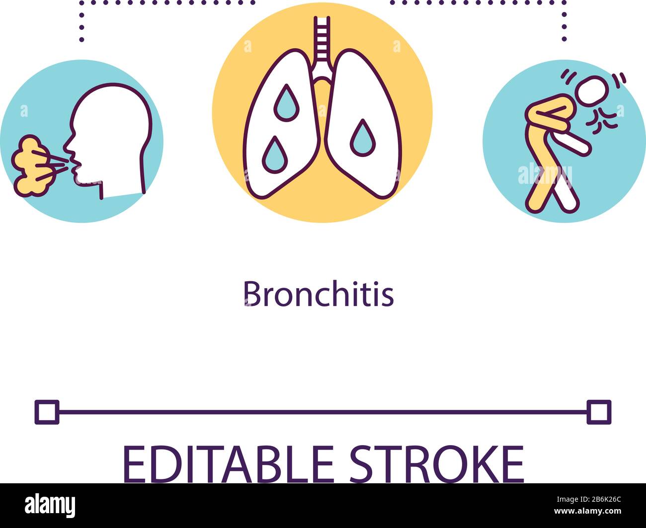 Bronchitis concept icon. Sick lungs with mucus. Unwell patient with