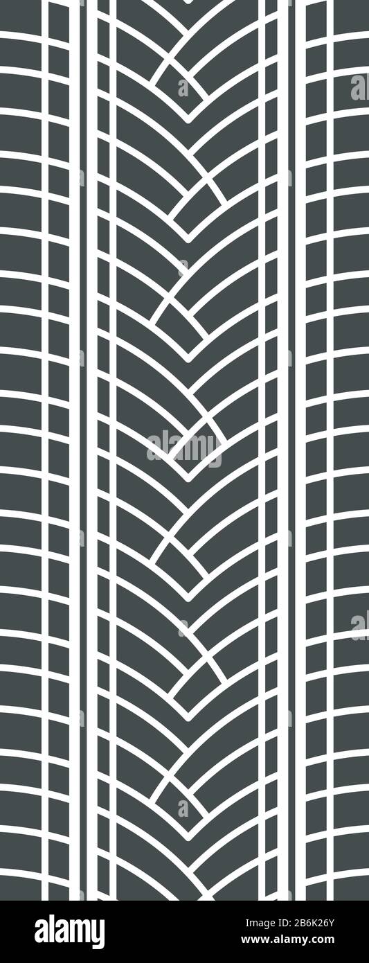 Track tread black glyph icon. Detailed automobile, motorcycle street tyre marks. Car summer wheel print. Vehicle tire trail. Silhouette symbol on Stock Vector