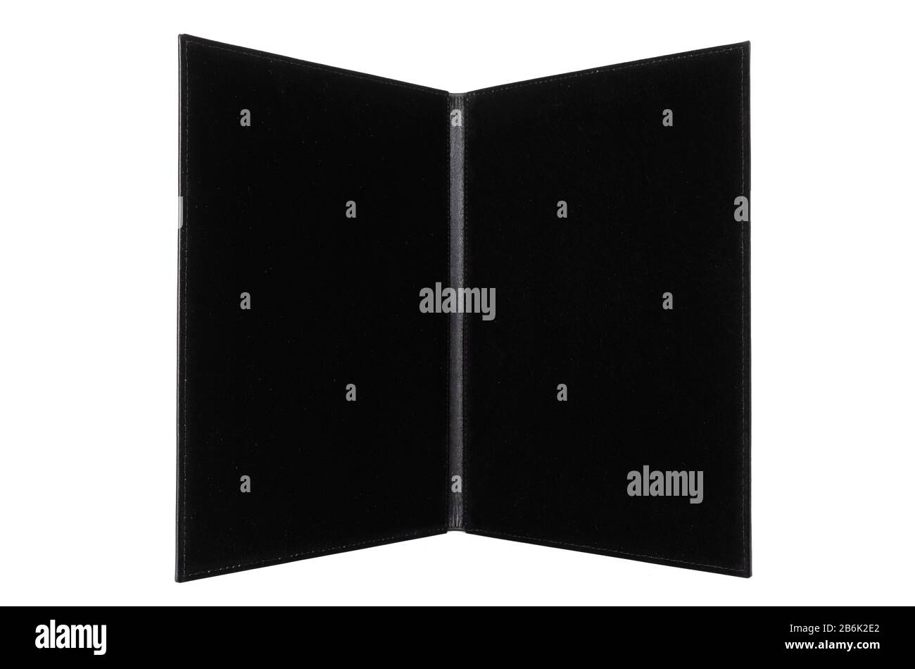 leather open portfolio for documents on a white background Stock Photo