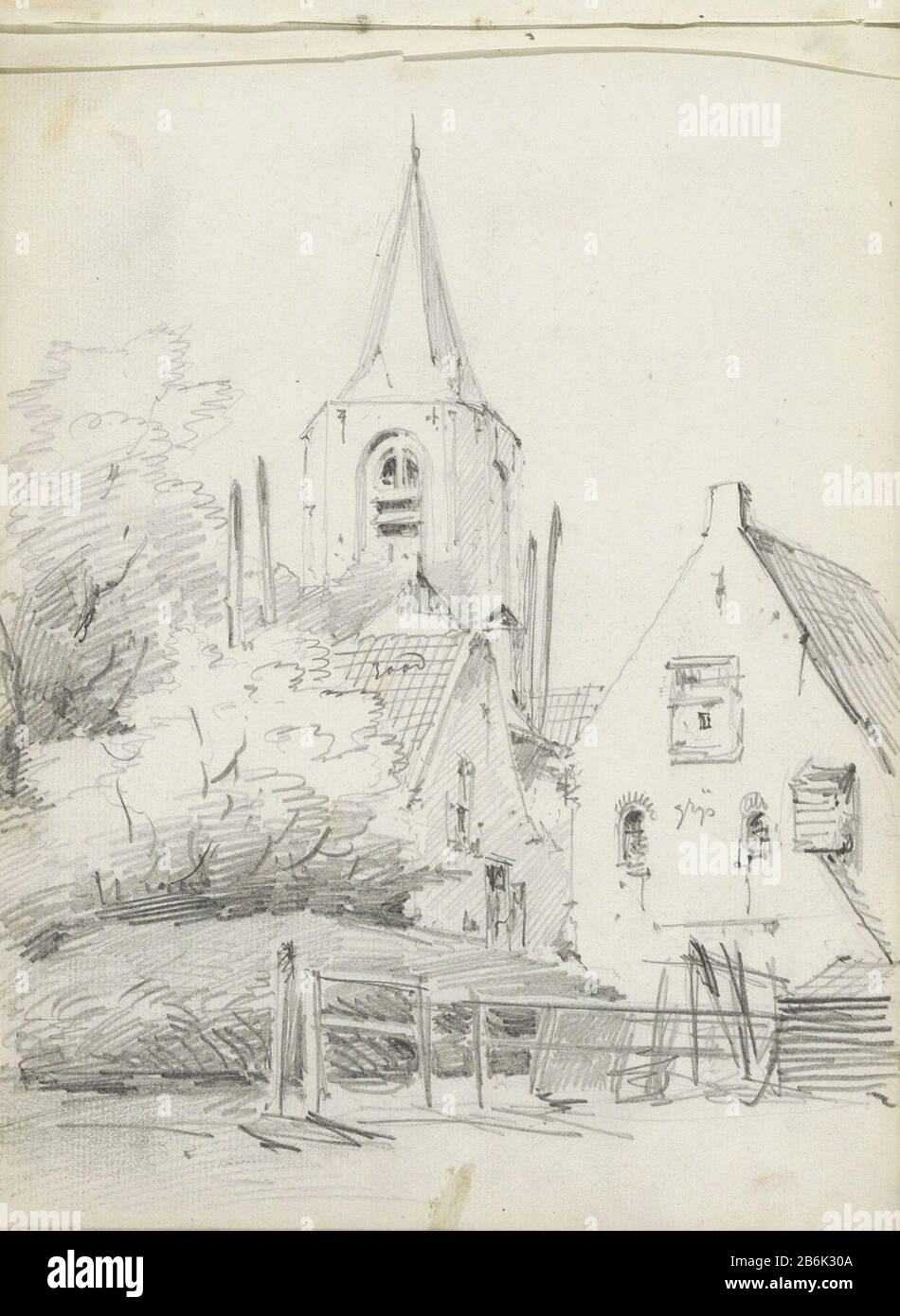 Dorpsgezicht With Church Tower Village Scene With Church Property