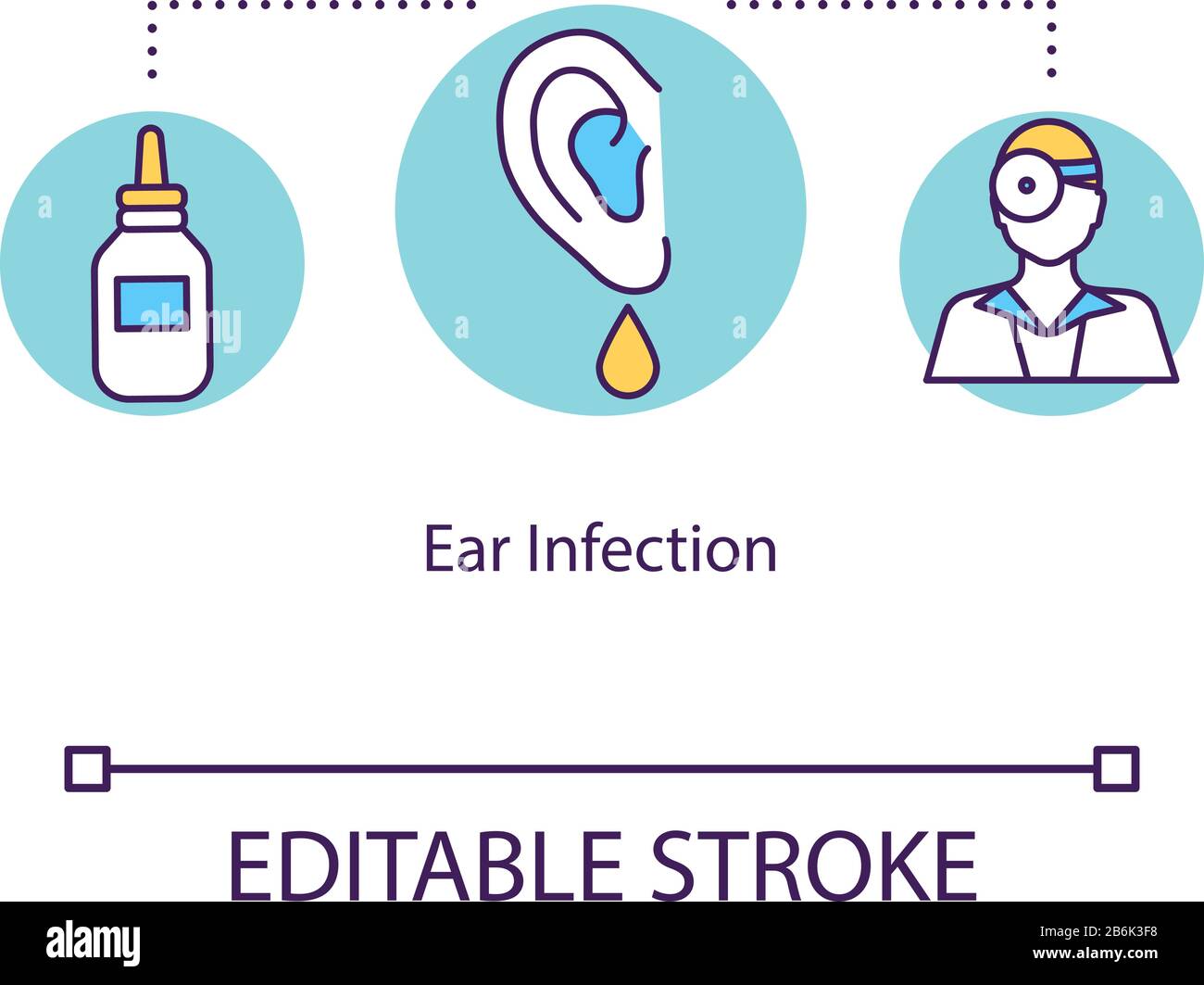 Ear infection concept icon. Examining patient. Sickness treatment