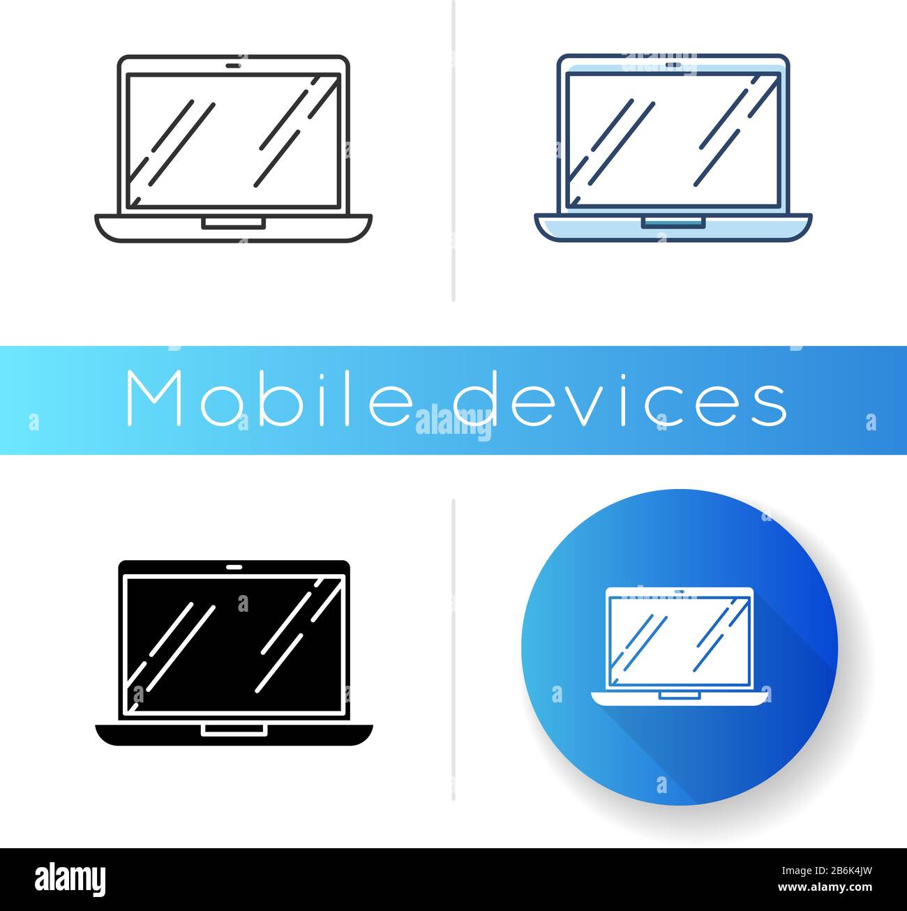 Open laptop icon. Portable computer. Compact electronic gadget. Netbook ...