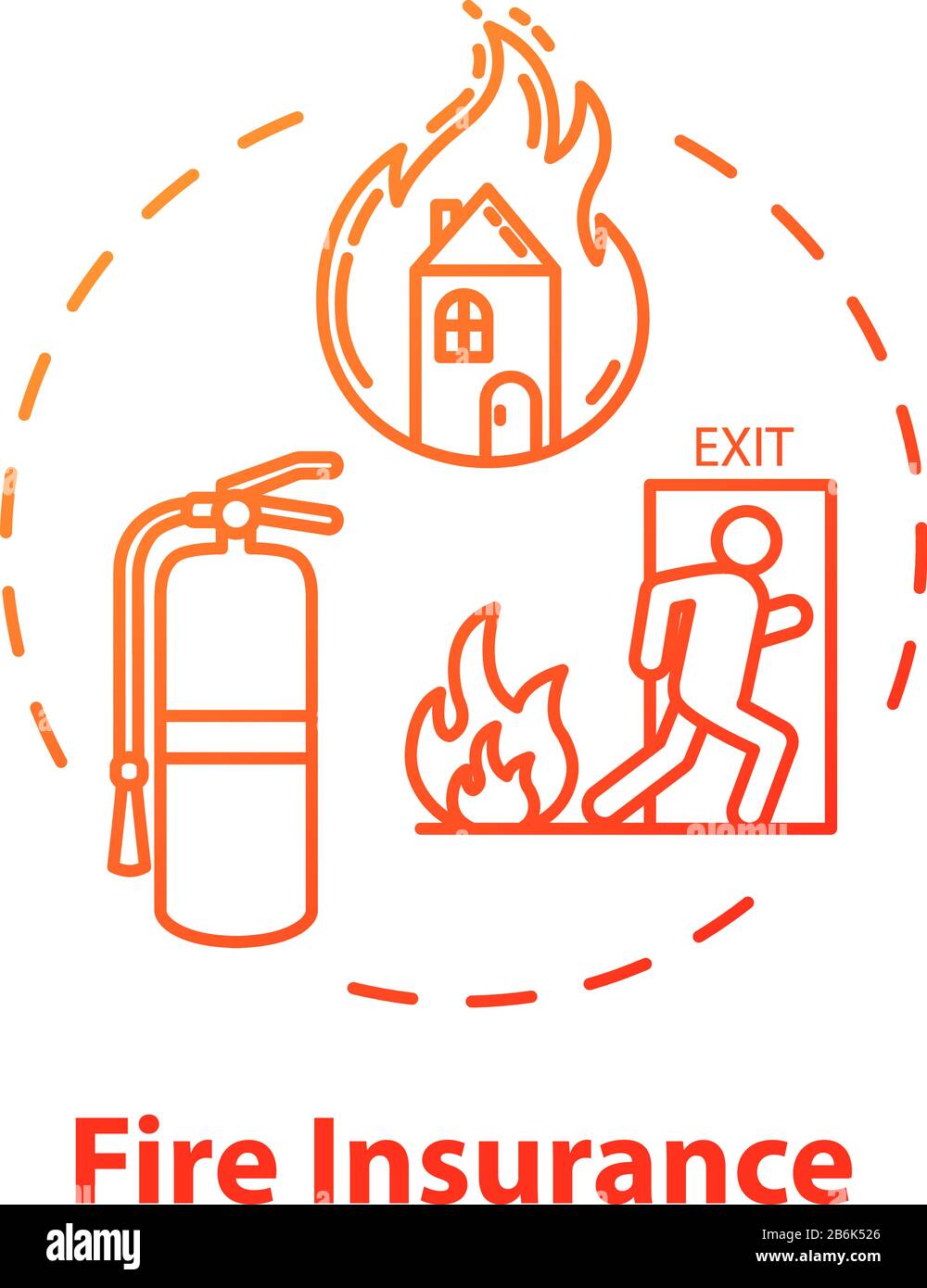 Fire insurance concept icon. Burning home. Homeowner policy. Flame