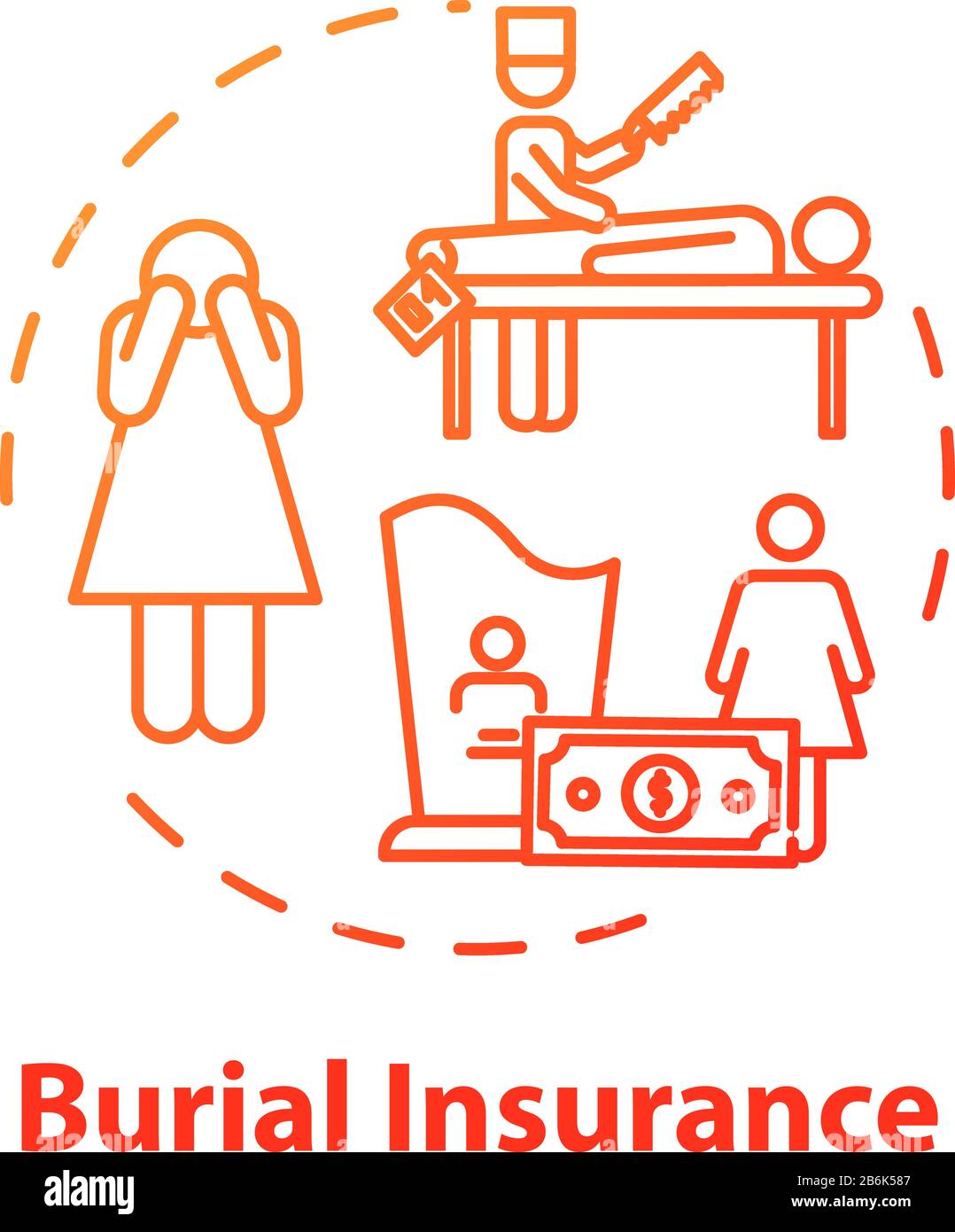 Burial insurance concept icon. Policy payment. Family member loss. Financial help with