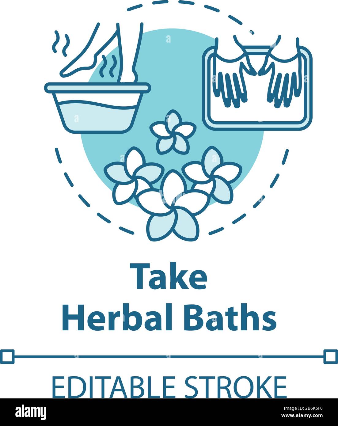 Take herbal baths, manicure and pedicure, skin care concept icon. Spa
