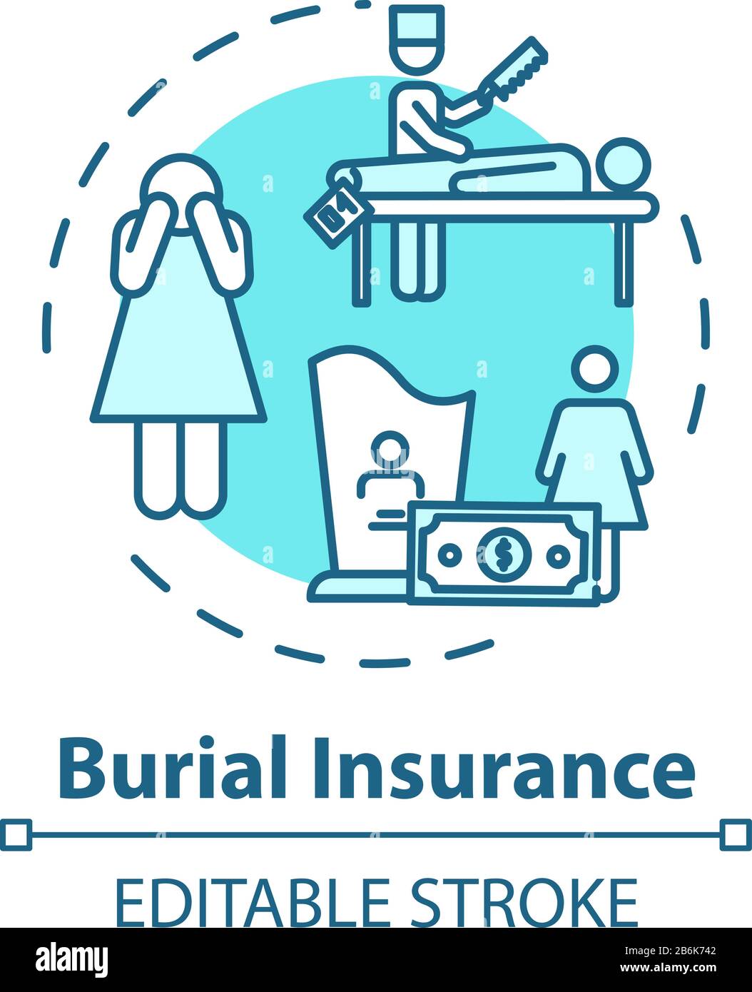 Burial insurance concept icon. Family member loss. Permanent life