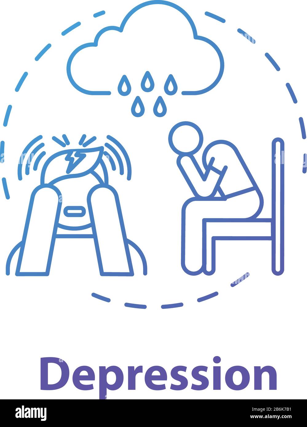 Depression concept icon. Loneliness. Sadness. Major depressive disorder.  Mental illness. Psychology, psychiatry idea thin line illustration. Vector  Stock Vector Image \u0026 Art - Alamy, image size:999x1390