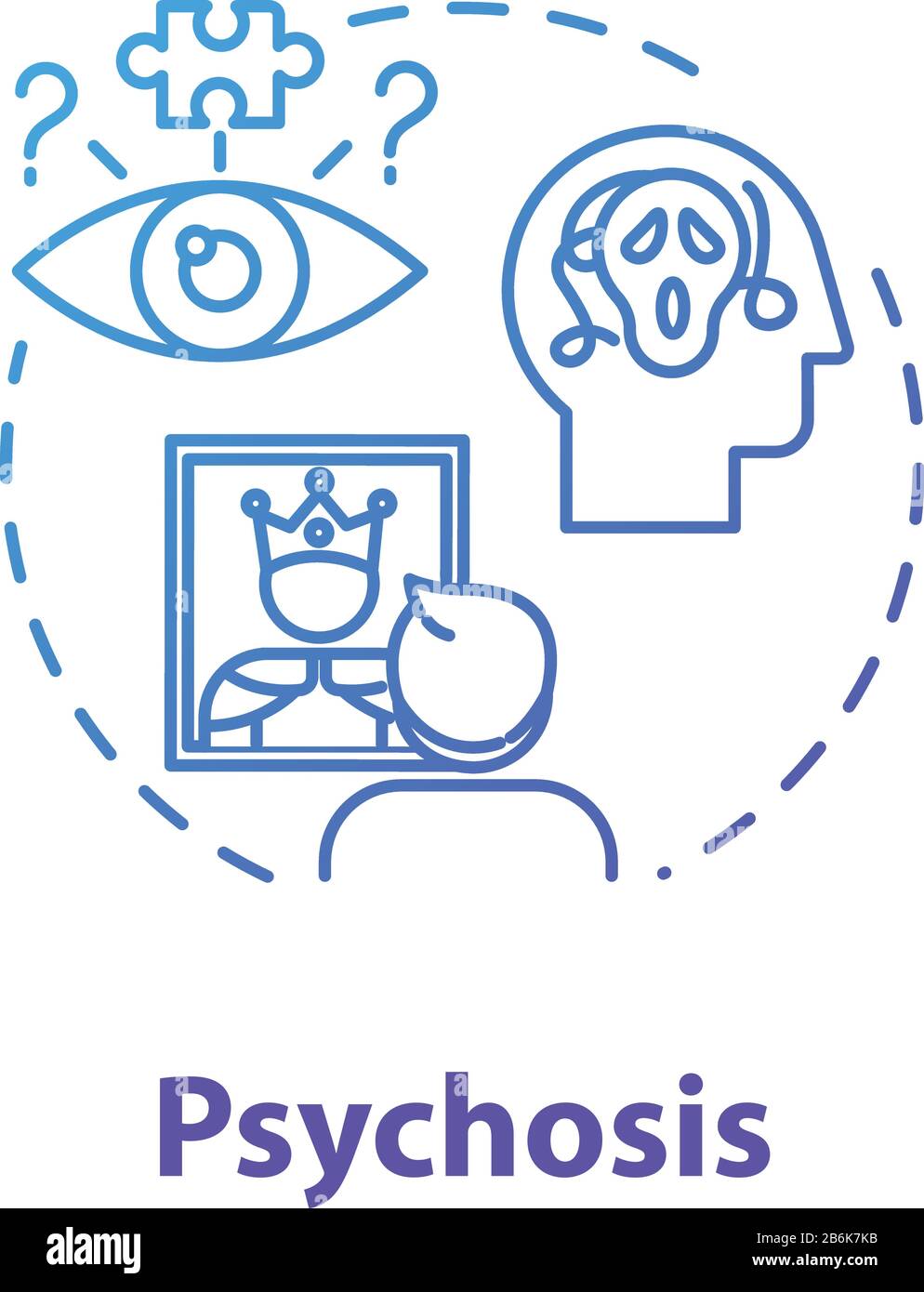 Psychosis concept icon. Psychic disorder. Psychopathy, insanity ...