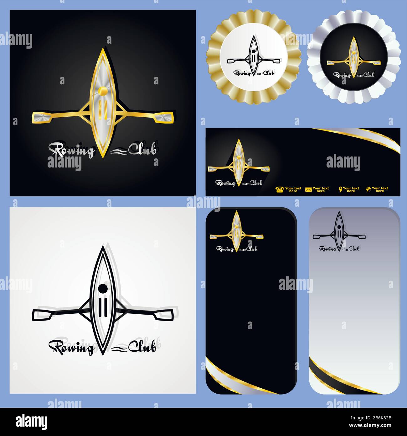 Set of banners and emblems for rowing Stock Vector
