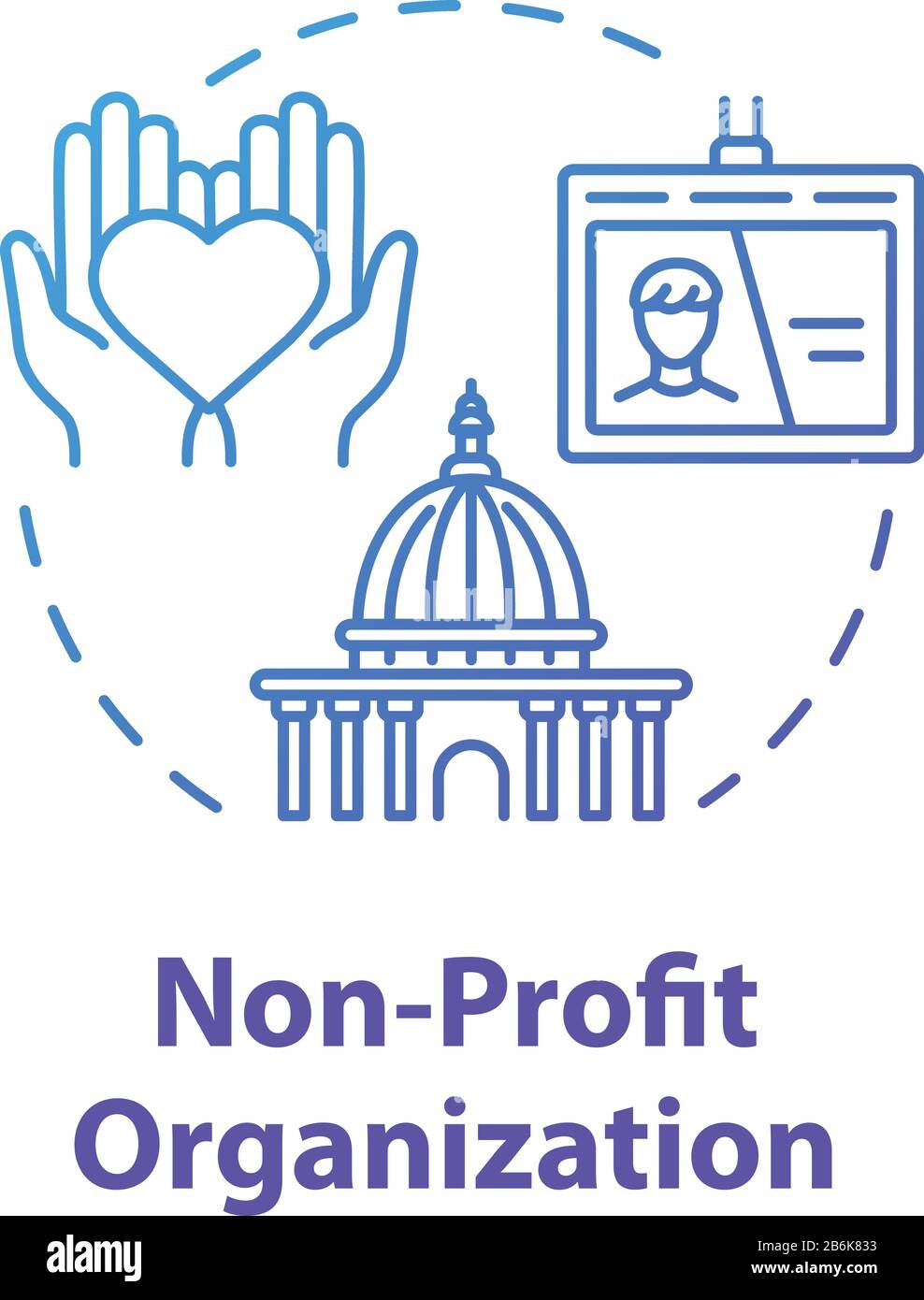 Nonprofit organization concept icon. Volunteering and goodwill. Social