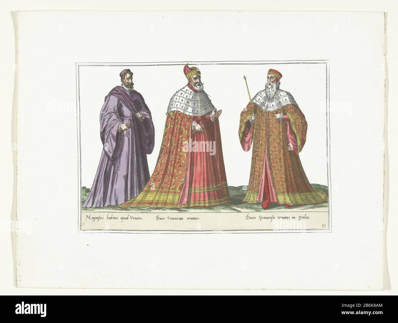 Three men dressed in the Italian fashion ca 1580 Costumes Italiens title object Three men dressed the Italian fashion in Venice and Genoa about 1580. Part of the series Habit Variarum Gentium