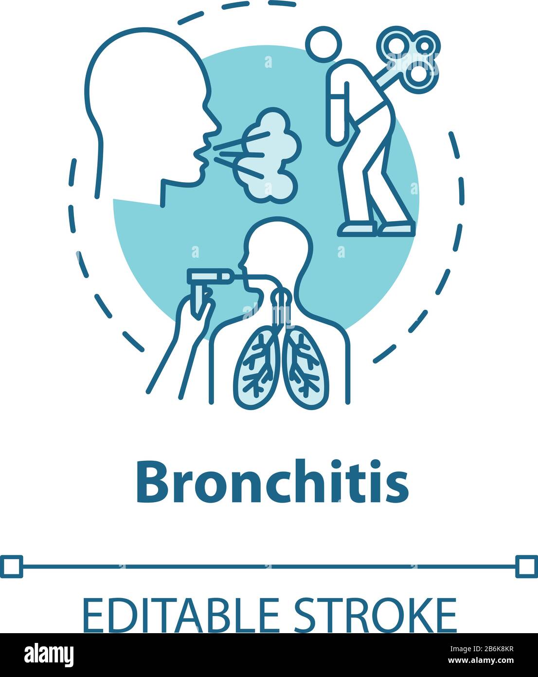 Bronchitis concept icon. Lung disease treatment. Chest pain. Medical