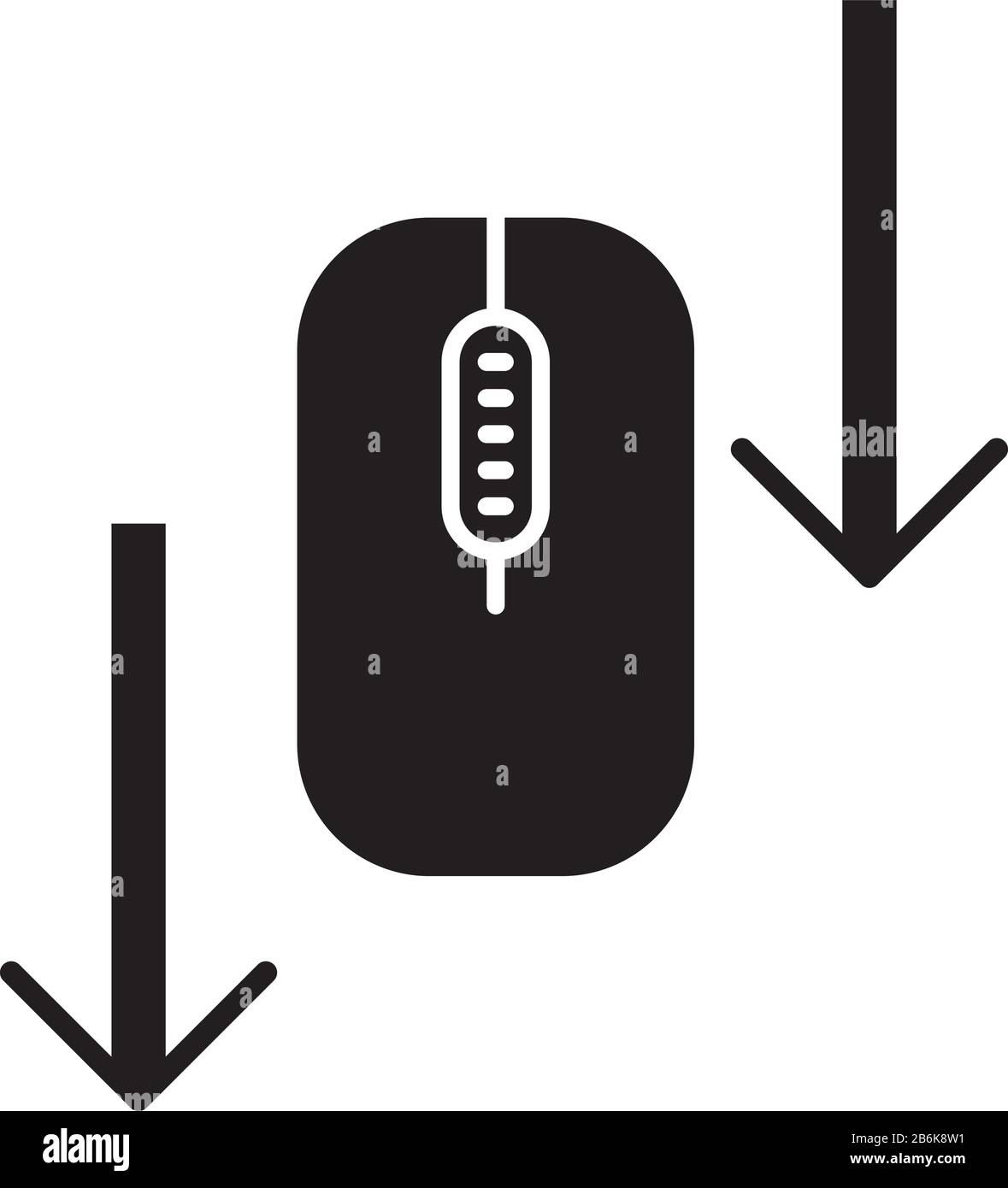Scroll down mouse black glyph icon. page browsing arrows