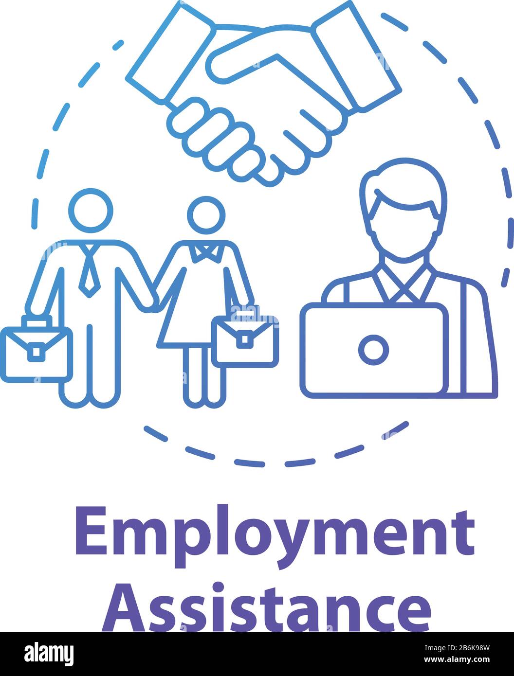 Employment assistance concept icon. Hiring for job position. Career
