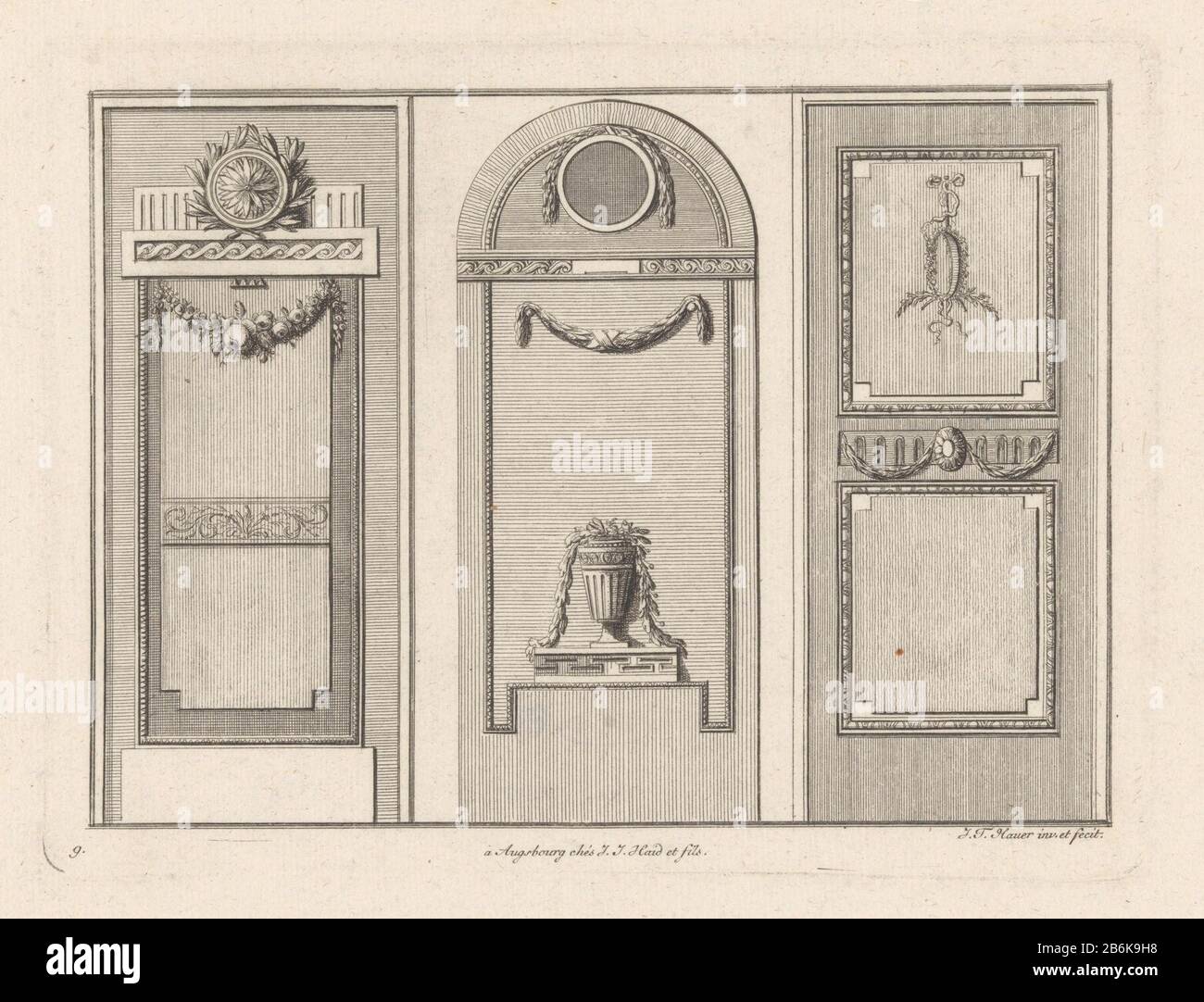 Three panels with garlands wall panels (series title) Designs for three