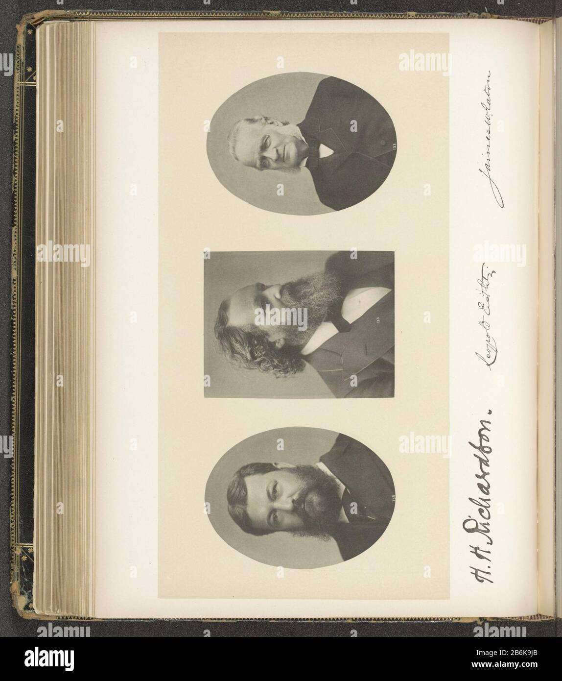 Three portraits of members of the Capitol Commission Left Henry Hobson Richardson, middle Leopold Eidlitz, right James W. Eaton. Manufacturer : creator: anonymous place manufacture: USA Date: about 1872 - or for 1882 Material: paper Technique: light pressure dimensions: page: h 271 mm b × 341 mm Explanation Prints front page 77. Subject: historical persons (+ head (and shoulders) (portrait)) Stock Photo