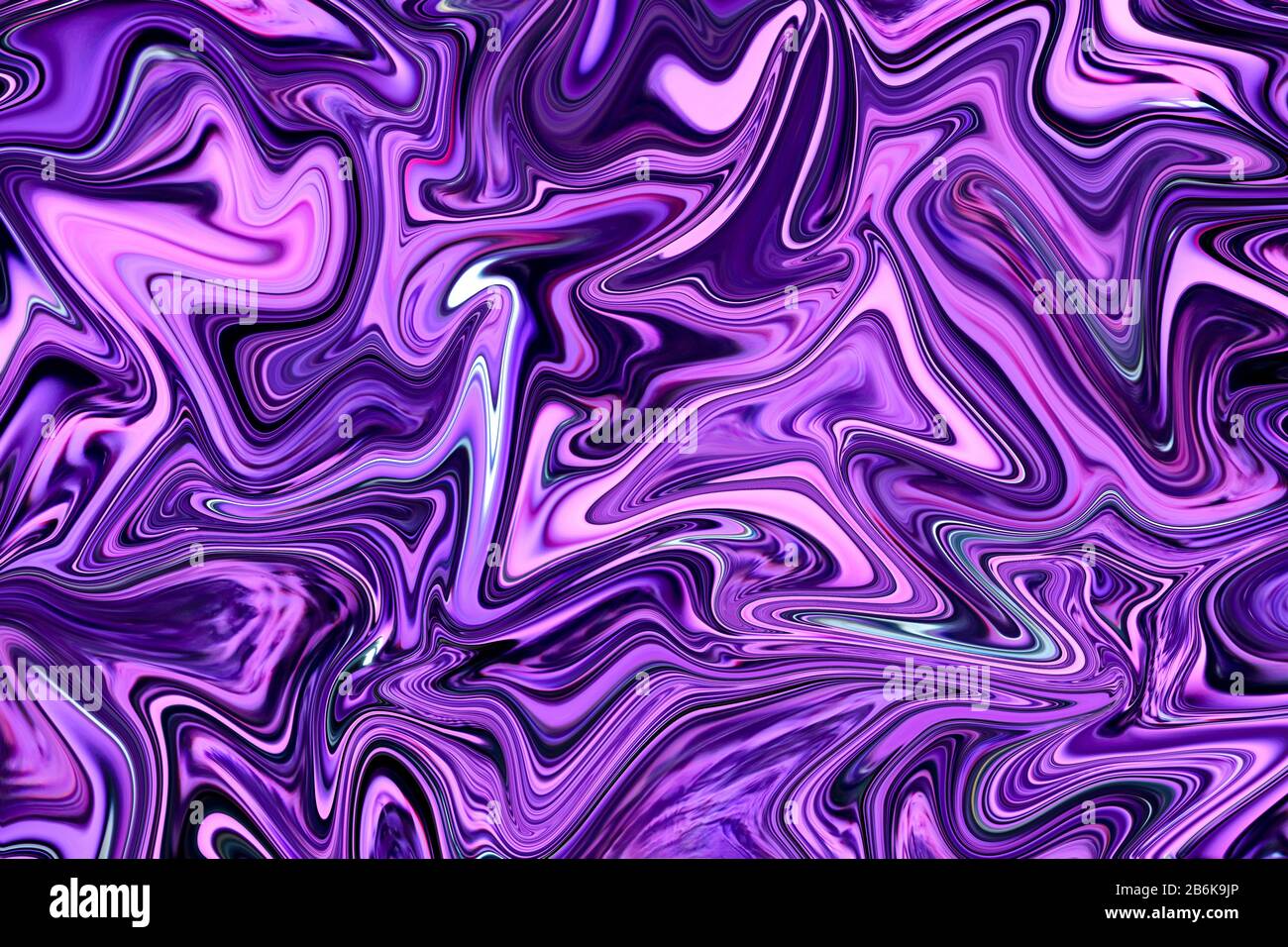 Purple liquid marbling paint swirls background. Fluid painting abstract texture. Stock Photo