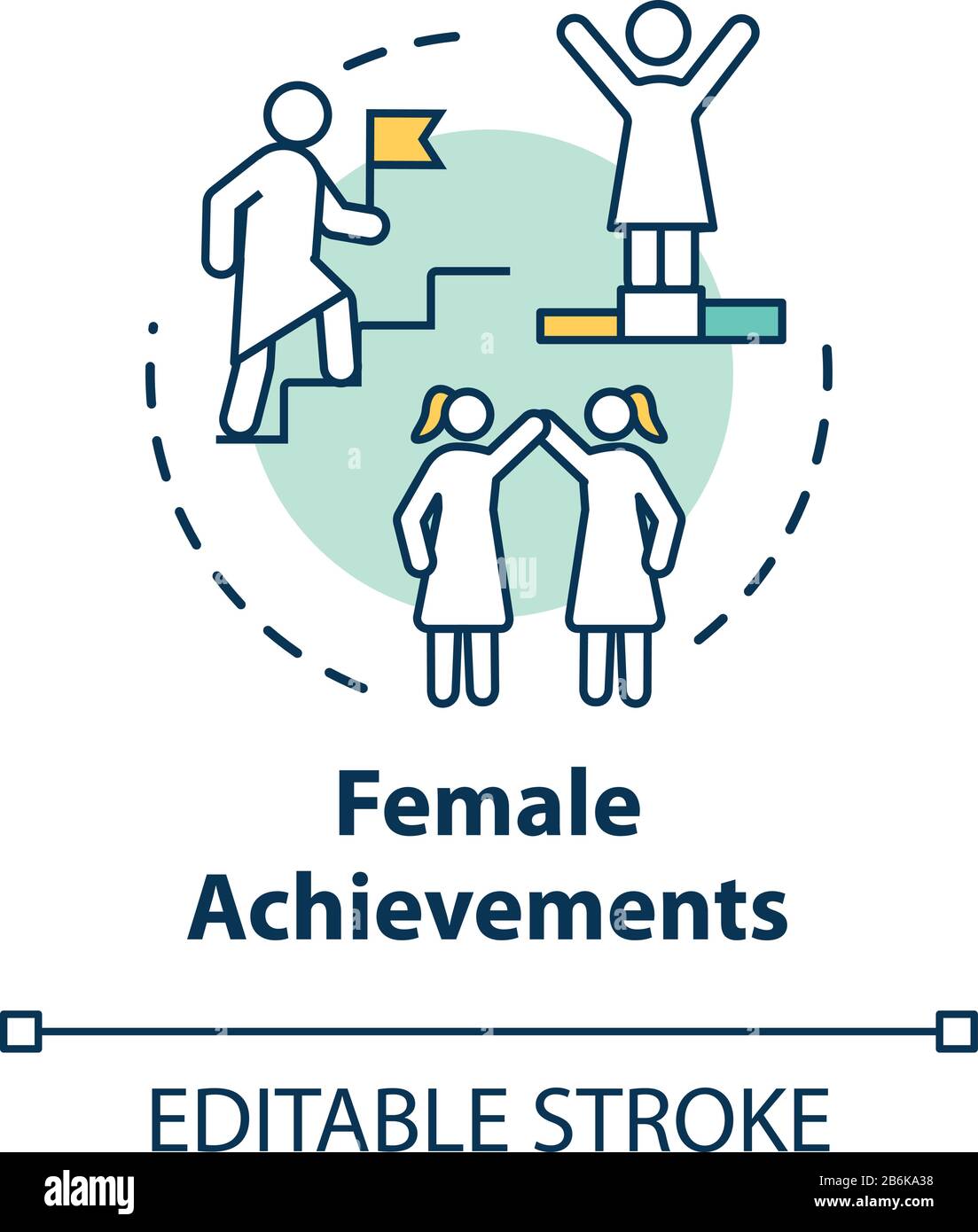 Female achievements concept icon. Womens accomplishments. Professional ...
