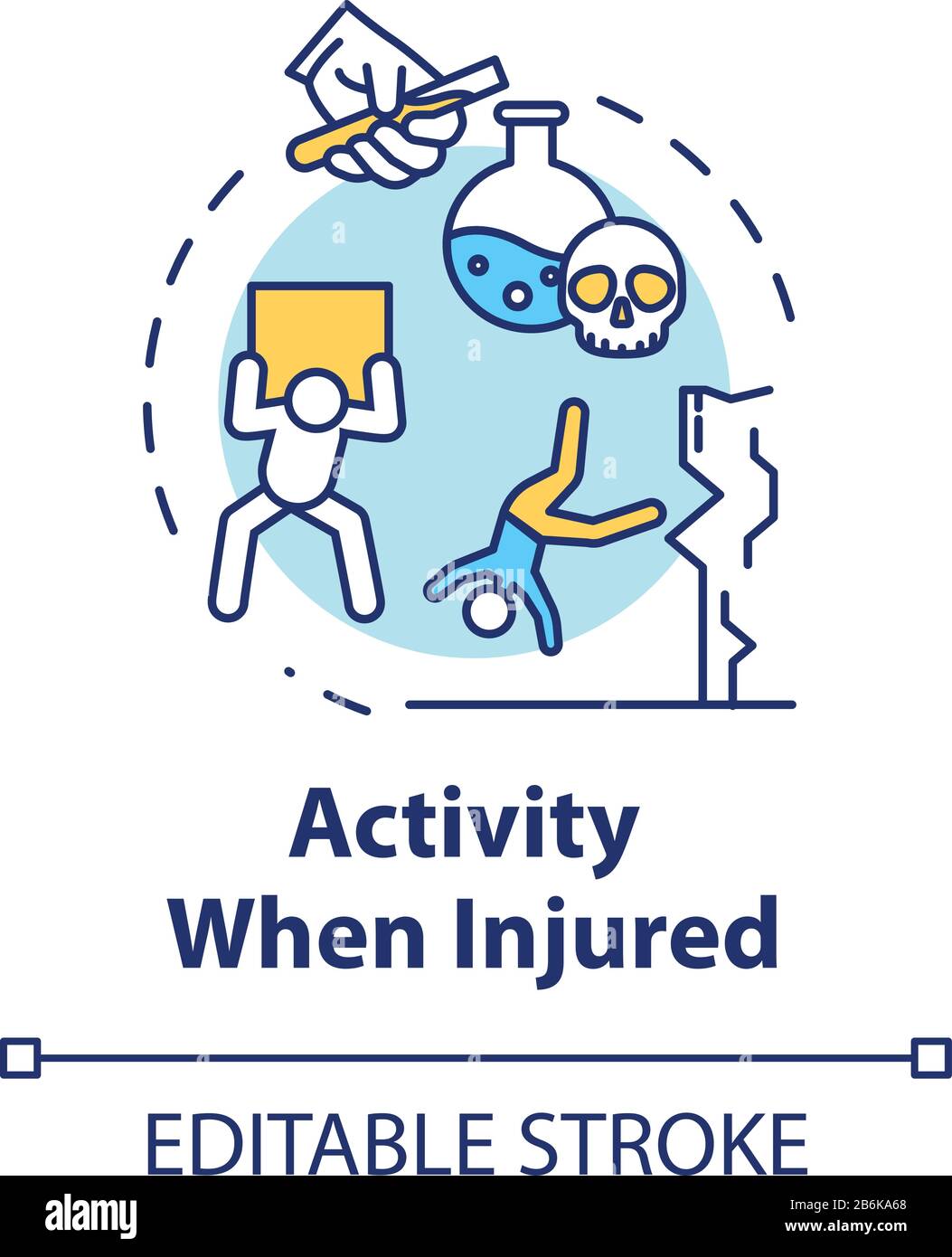 Activity when injured concept icon. Work and safety regulations non