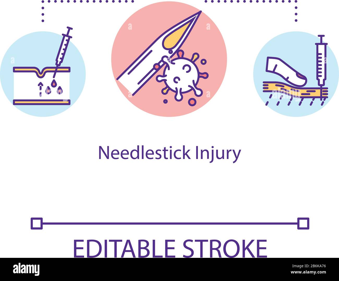 Needlestick Injury, Skin Trauma Concept Icon. Hypodermic Needle Effect ...