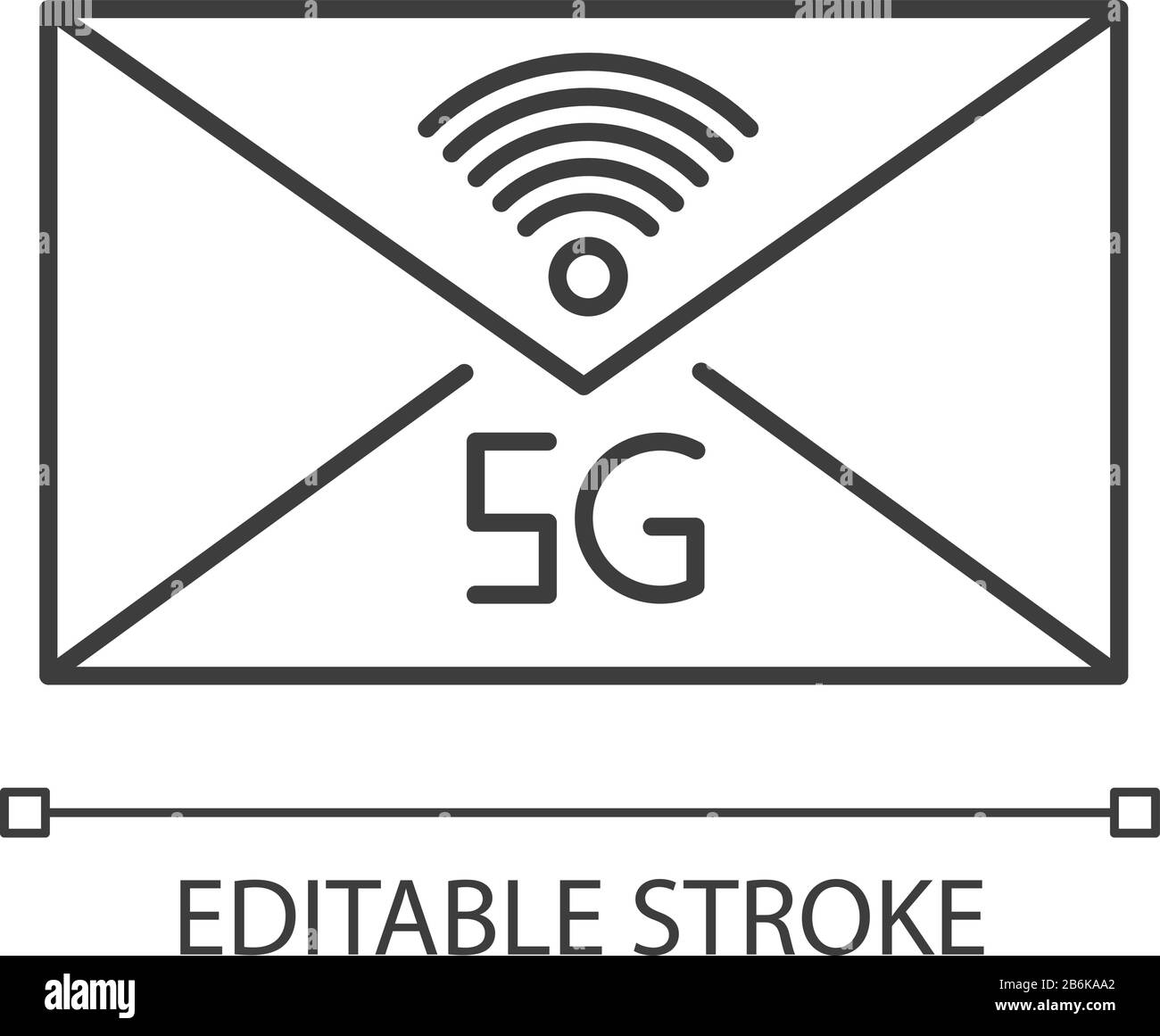 5G envelope pixel perfect linear icon. Email exchange. Fast messaging ...