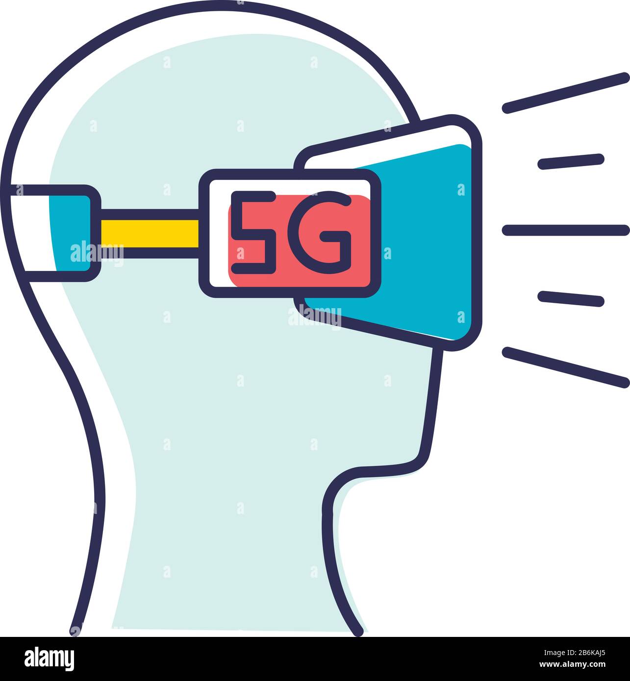 VR headset RGB color icon. Virtual reality glasses. 5G mobile cellular  network. Wireless technology. Entertainment. Gaming, 3D experience.  Isolated Stock Vector Image & Art - Alamy