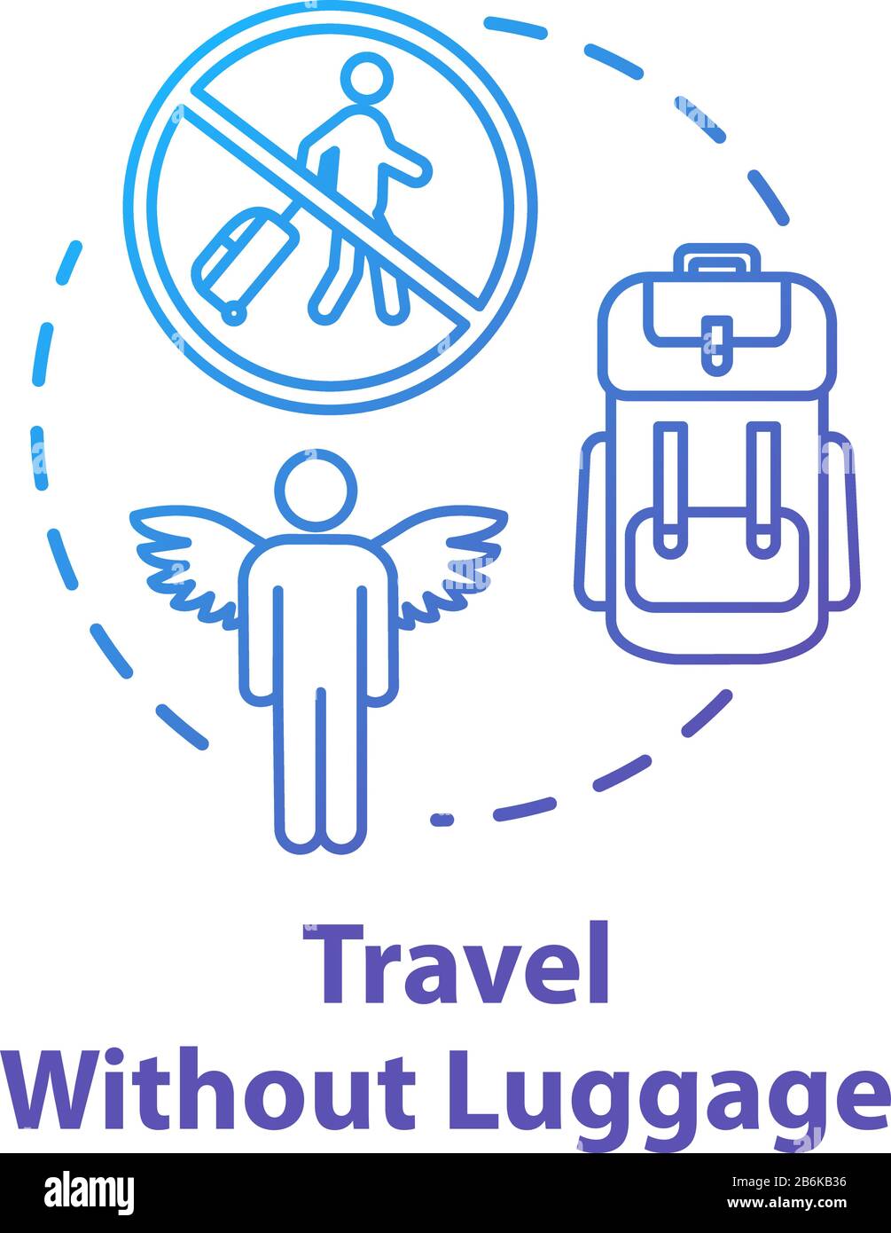 Travel without luggage concept icon. Budget tourism, no baggage fee