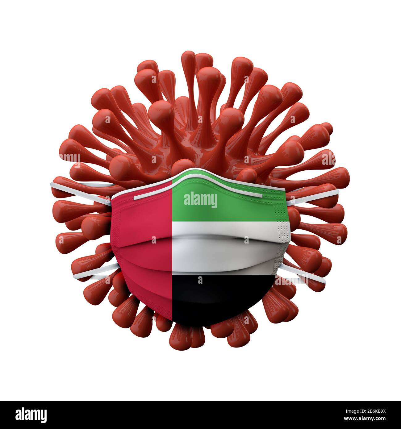 UAE flag protective mask on a virus bacteria. 3D Render Stock Photo Alamy